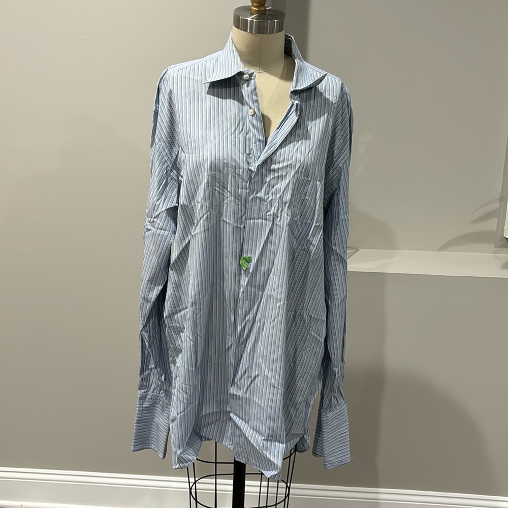 Ermenegildo Zegna Light Blue Pinstripe Dress Shirt